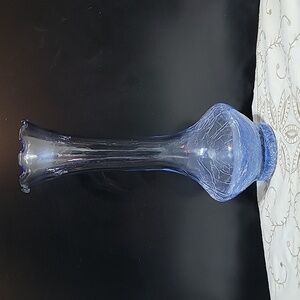 Crackle vase 8" blue
